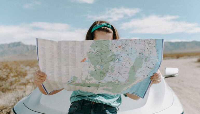 woman looking at the map